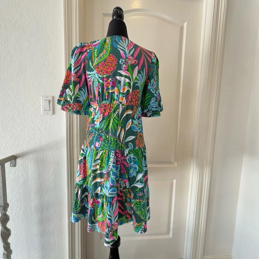 NWT Lilly Pulitzer Sz XS Chiara Tiered Dress Multi Sunshine Jungle - Picture 6 of 11